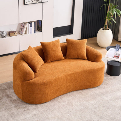 Canapé causeuse compact incurvé en chenille 30D sans assemblage, entièrement compressé en éponge