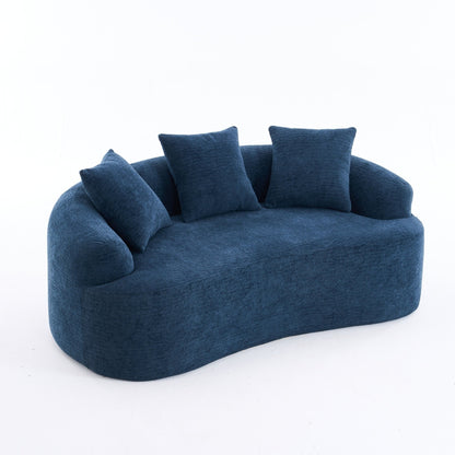 Canapé causeuse compact incurvé en chenille 30D sans assemblage, entièrement compressé en éponge