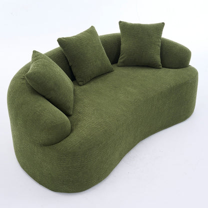 Canapé causeuse compact incurvé en chenille 30D sans assemblage, entièrement compressé en éponge