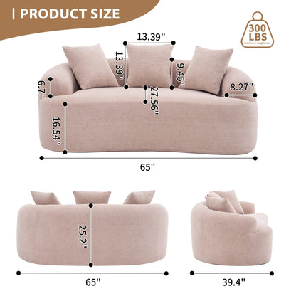 Canapé causeuse compact incurvé en chenille 30D sans assemblage, entièrement compressé en éponge