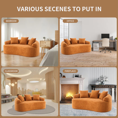 Canapé causeuse compact incurvé en chenille 30D sans assemblage, entièrement compressé en éponge