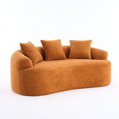 Canapé causeuse compact incurvé en chenille 30D sans assemblage, entièrement compressé en éponge