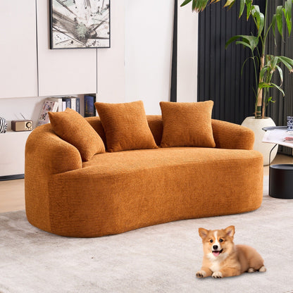 Canapé causeuse compact incurvé en chenille 30D sans assemblage, entièrement compressé en éponge