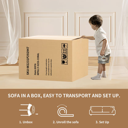 Canapé causeuse compact incurvé en chenille 30D sans assemblage, entièrement compressé en éponge