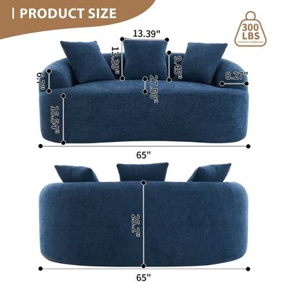 Canapé causeuse compact incurvé en chenille 30D sans assemblage, entièrement compressé en éponge