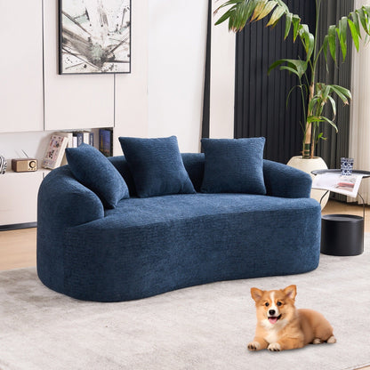 Canapé causeuse compact incurvé en chenille 30D sans assemblage, entièrement compressé en éponge