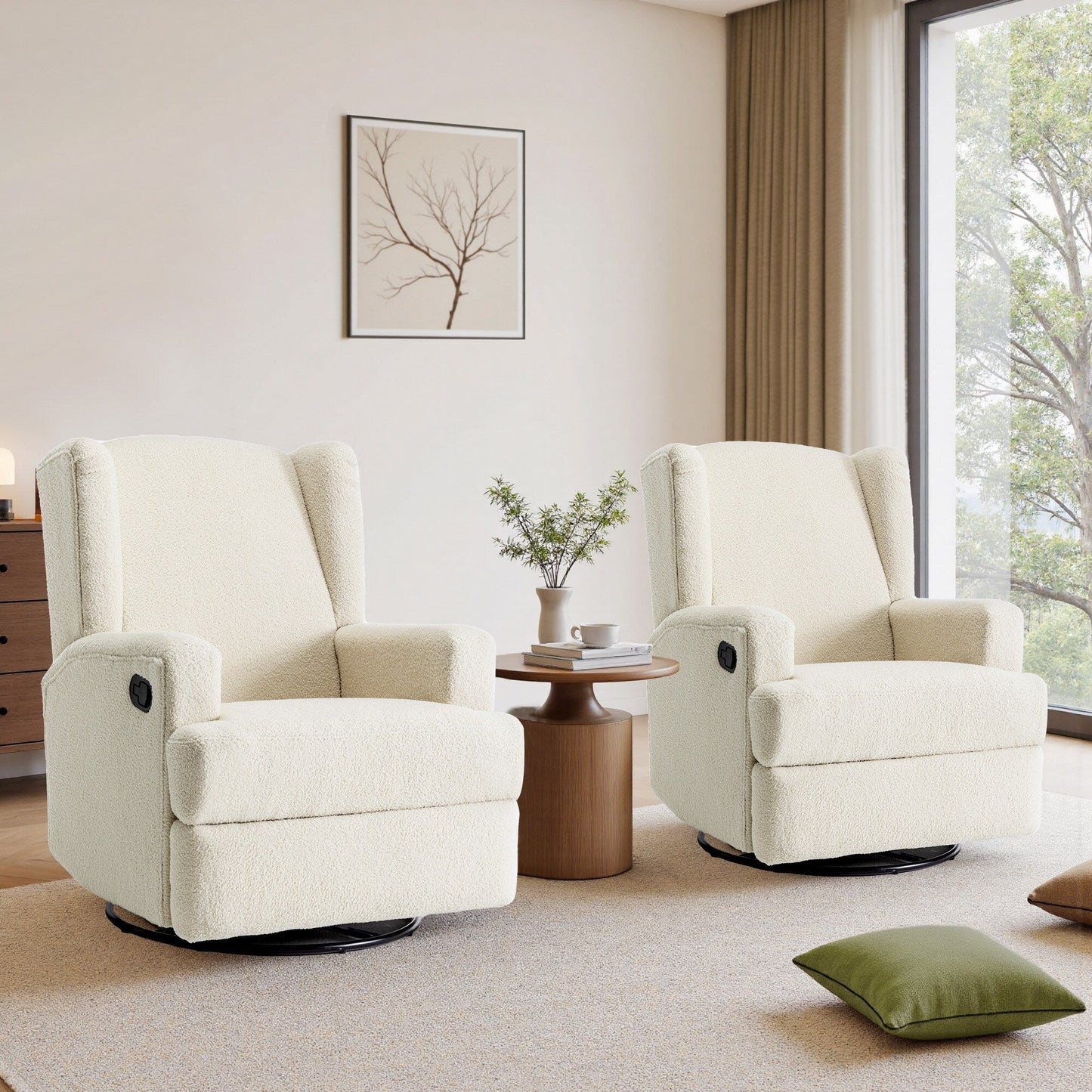 Fauteuil inclinable pivotant manuel de 31 po de largeur, ensemble de 2 pour chambre d'enfant