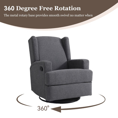Fauteuil inclinable pivotant à dossier ailé de 31 po de largeur pour chambre d'enfant