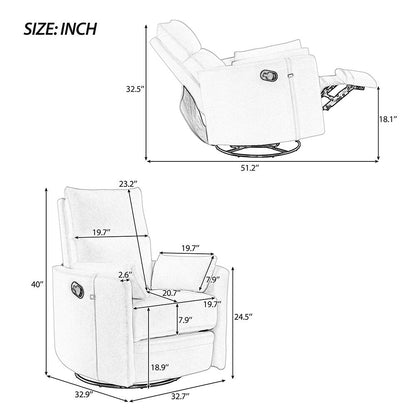Fauteuil inclinable à bascule pivotant avec 2 oreillers, fauteuil confortable pour allaitement