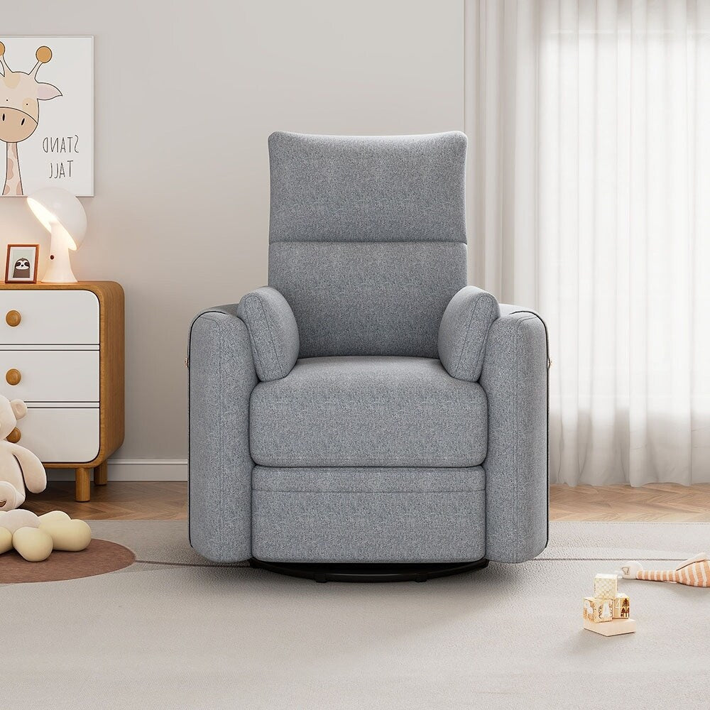 Fauteuil inclinable à bascule pivotant avec 2 oreillers, fauteuil confortable pour allaitement
