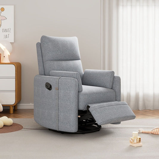 Fauteuil inclinable à bascule pivotant avec 2 oreillers, fauteuil confortable pour allaitement