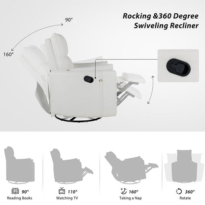 Fauteuil inclinable à bascule pivotant avec 2 oreillers, fauteuil confortable pour allaitement