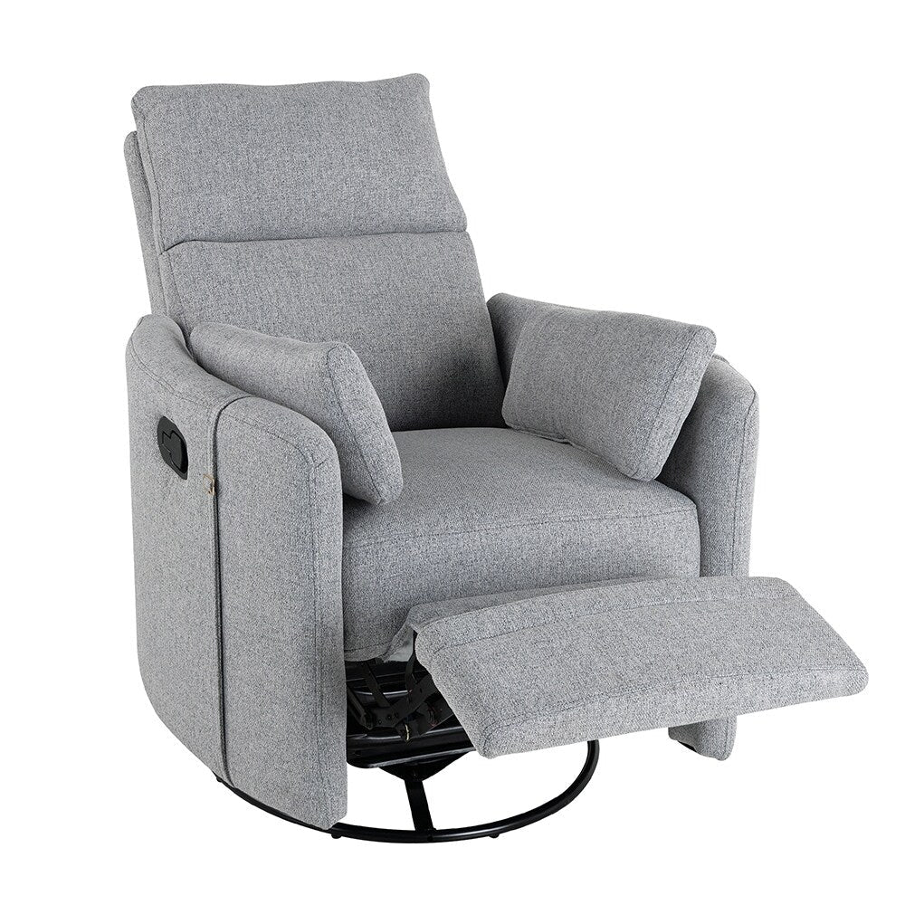 Fauteuil inclinable à bascule pivotant avec 2 oreillers, fauteuil confortable pour allaitement