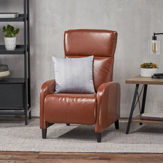 Canapé inclinable standard en cuir de 33,5 pouces de large, classique et rembourré, avec rembourrage doux et accoudoirs