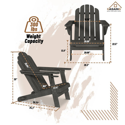 Ensemble de 5 foyers extérieurs en métal de 34,5 po, table et chaises Adirondack avec porte-gobelet et porte-parapluie
