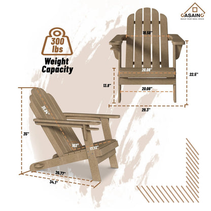 Ensemble de 5 foyers extérieurs en métal de 34,5 po, table et chaises Adirondack avec porte-gobelet et porte-parapluie