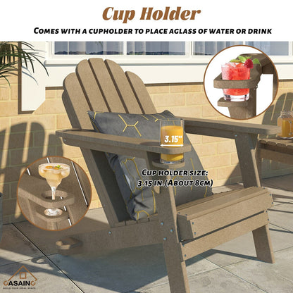 Ensemble de 5 foyers extérieurs en métal de 34,5 po, table et chaises Adirondack avec porte-gobelet et porte-parapluie