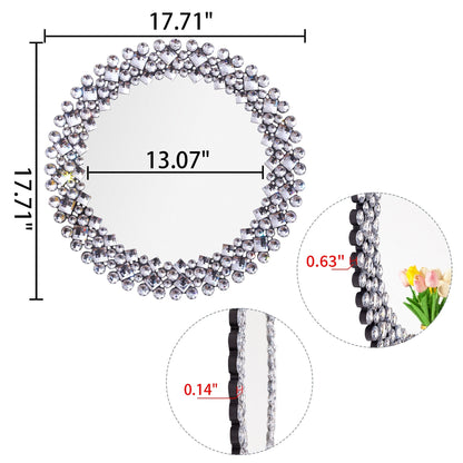 Miroir mural rond avec accents en cristal