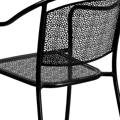 Ensemble de salle à manger carré en acier, 5 pièces, 35,5 pouces, pour intérieur et extérieur