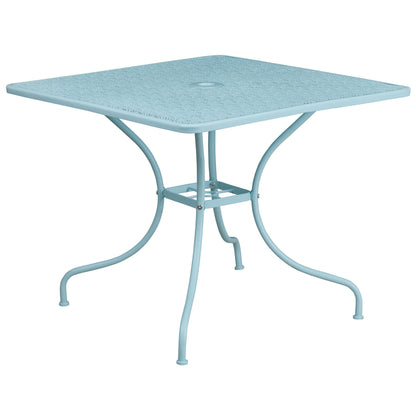 Ensemble de salle à manger carré en acier, 5 pièces, 35,5 pouces, pour intérieur et extérieur