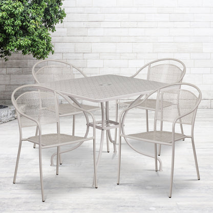 Ensemble de salle à manger carré en acier, 5 pièces, 35,5 pouces, pour intérieur et extérieur