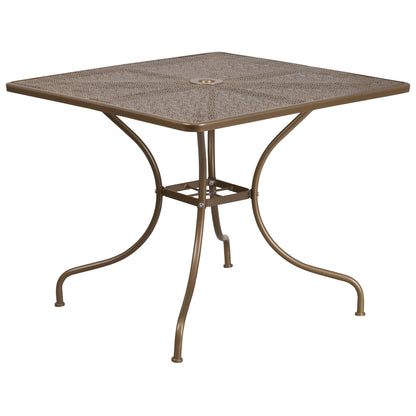 Ensemble de salle à manger carré en acier, 5 pièces, 35,5 pouces, pour intérieur et extérieur