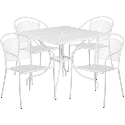 Ensemble de salle à manger carré en acier, 5 pièces, 35,5 pouces, pour intérieur et extérieur
