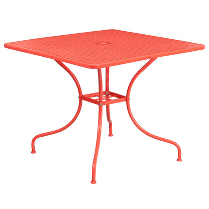 Ensemble de salle à manger carré en acier, 5 pièces, 35,5 pouces, pour intérieur et extérieur