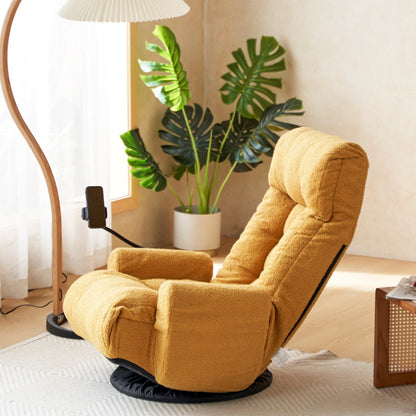 Fauteuil de salon réglable, pivotant à 360 degrés, pliable et inclinable, avec support pour téléphone