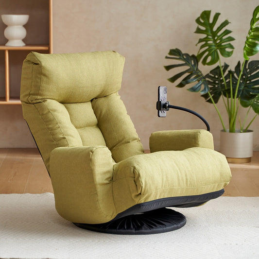 Fauteuil de salon réglable, pivotant à 360 degrés, pliable et inclinable, avec support pour téléphone