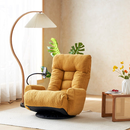Fauteuil de salon réglable, pivotant à 360 degrés, pliable et inclinable, avec support pour téléphone
