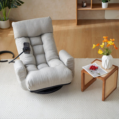 Fauteuil de salon réglable, pivotant à 360 degrés, pliable et inclinable, avec support pour téléphone