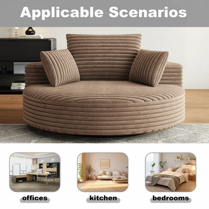 Fauteuil pivotant à 360 degrés en velours côtelé et mousse chenille, canapé simple