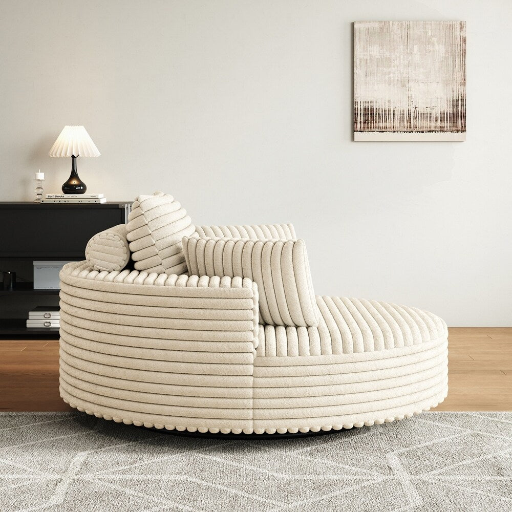 Fauteuil pivotant à 360 degrés en velours côtelé et mousse chenille, canapé simple