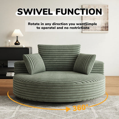 Fauteuil pivotant à 360 degrés en velours côtelé et mousse chenille, canapé simple