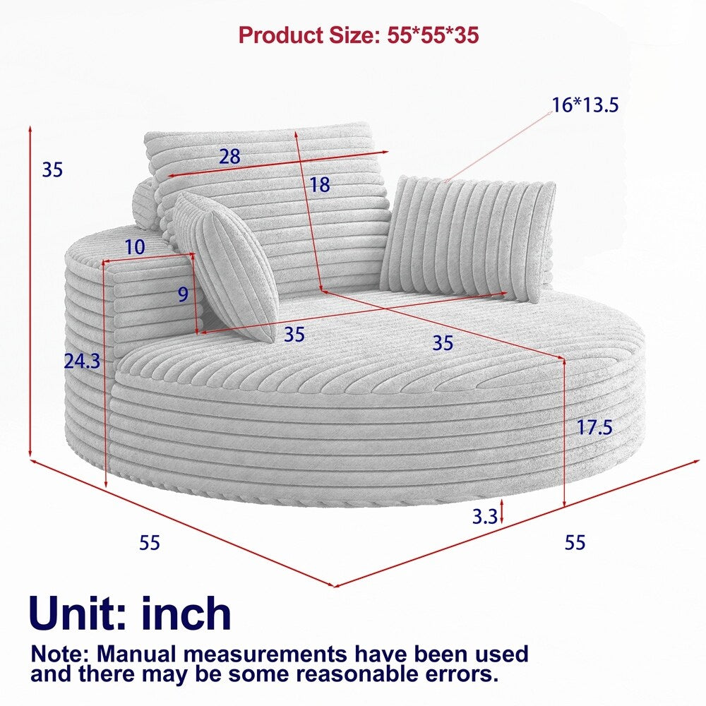 Fauteuil pivotant à 360 degrés en velours côtelé et mousse chenille, canapé simple