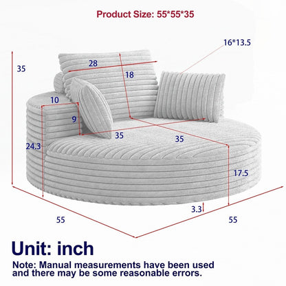 Fauteuil pivotant à 360 degrés en velours côtelé et mousse chenille, canapé simple
