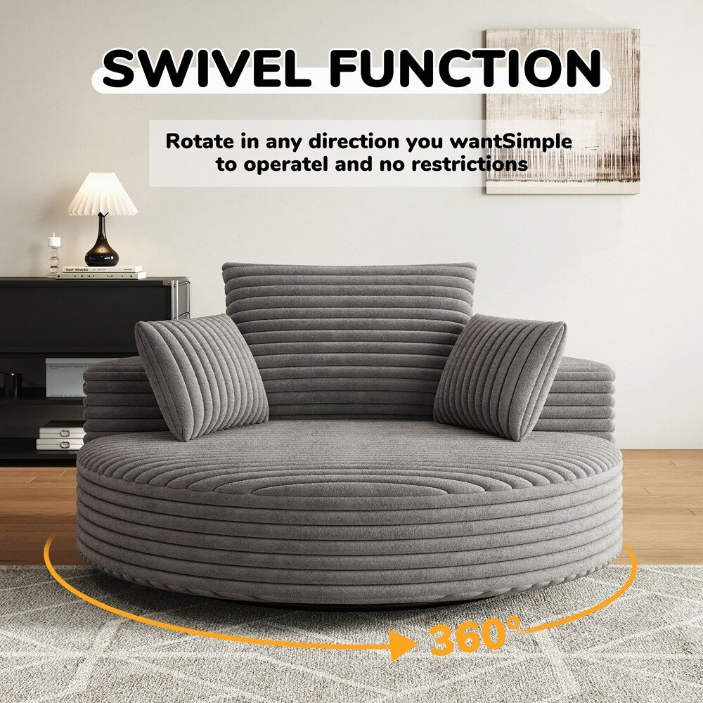 Fauteuil pivotant à 360 degrés en velours côtelé et mousse chenille, canapé simple
