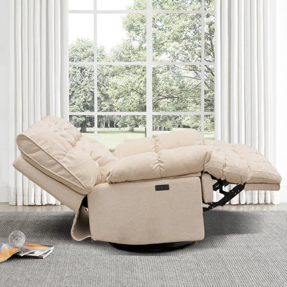 Fauteuil inclinable électrique pivotant à 360°, tissu d'ameublement, fauteuil à bascule, canapé simple inclinable avec support lombaire pour salon