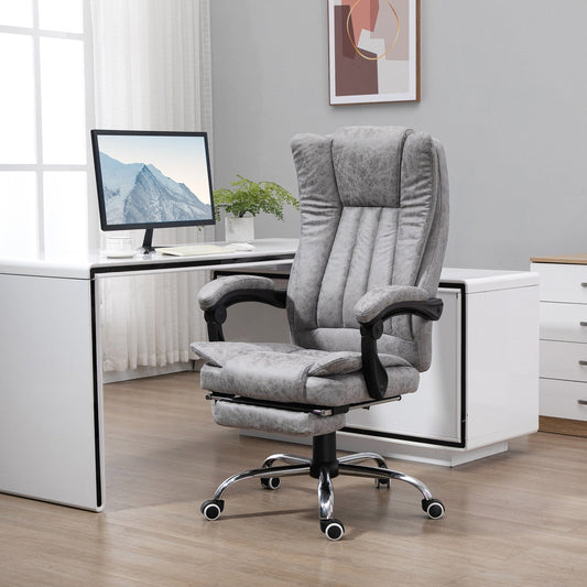 Fauteuil de bureau pivotant à 360° avec dossier haut et inclinable, avec chauffage lombaire, inclinaison réglable et repose-pieds extensible