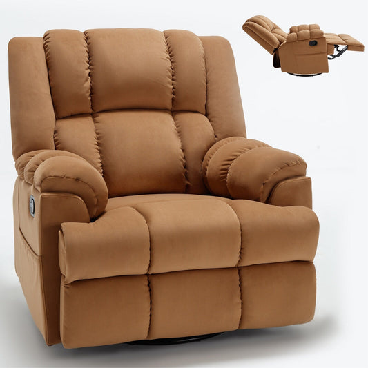 Fauteuil inclinable manuel pivotant à 360°, fauteuil inclinable en tissu à 155° avec bascule