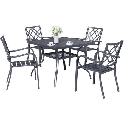 Table à manger rectangulaire en métal pour patio extérieur 60 x 37 avec trou pour parasol pour 6 personnes