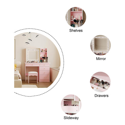 Ensemble de coiffeuse de 39,4 po de large avec tabouret et miroir