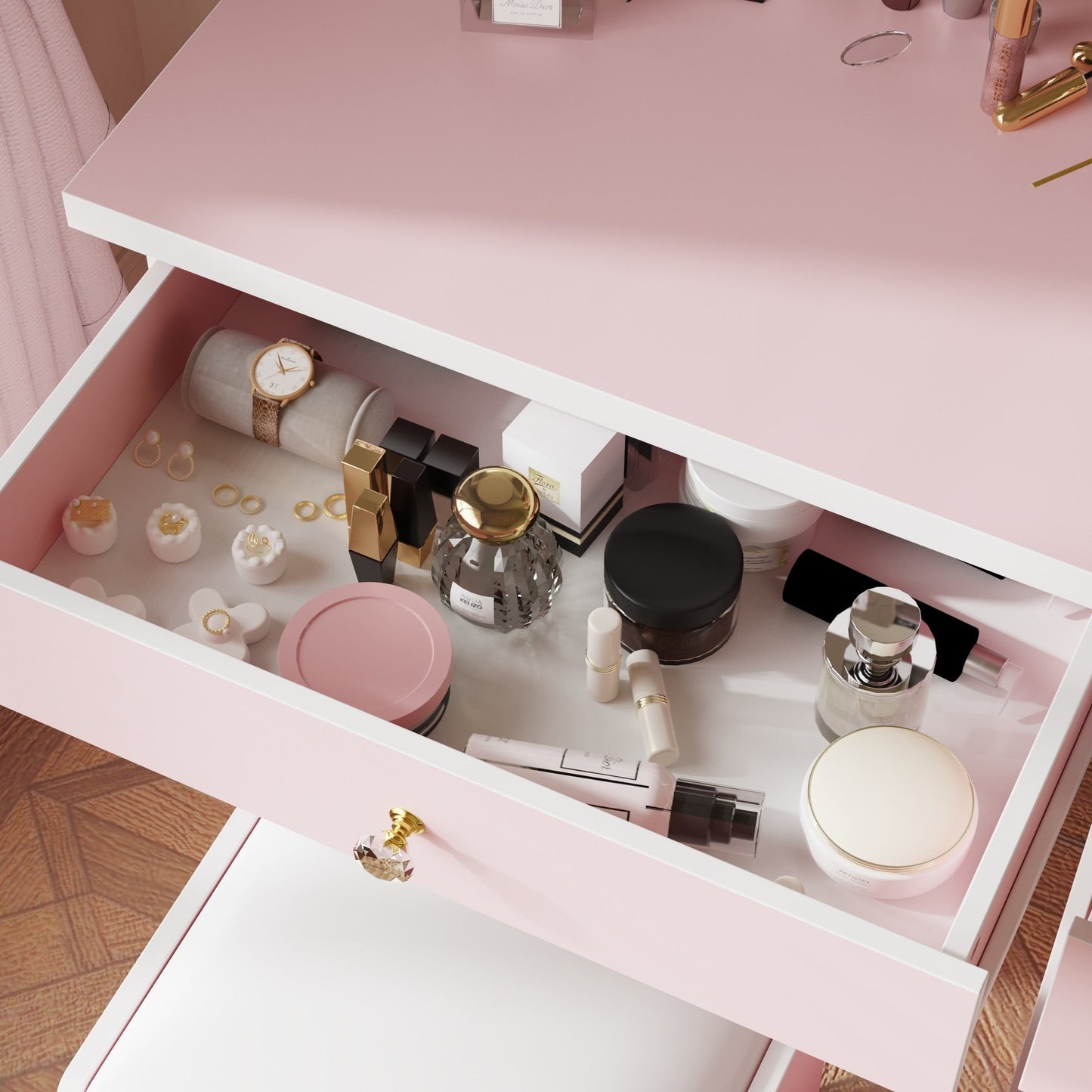 Ensemble de coiffeuse de 39,4 po de large avec tabouret et miroir