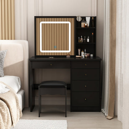Ensemble de coiffeuse de 39,4 po de large avec tabouret et miroir
