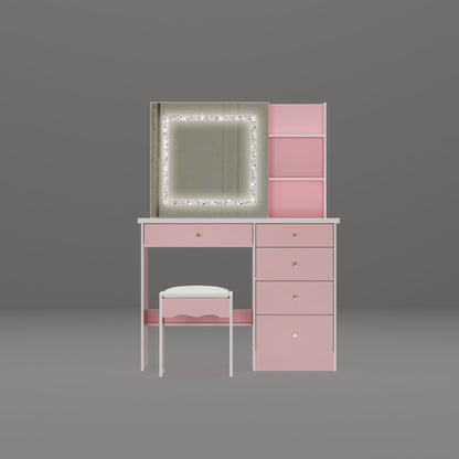 Ensemble de coiffeuse de 39,4 po de large avec tabouret et miroir