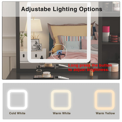 Ensemble de coiffeuse de 39,4 po de large avec tabouret et miroir