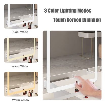 Ensemble de coiffeuse de 39,4 po de large avec tabouret et miroir