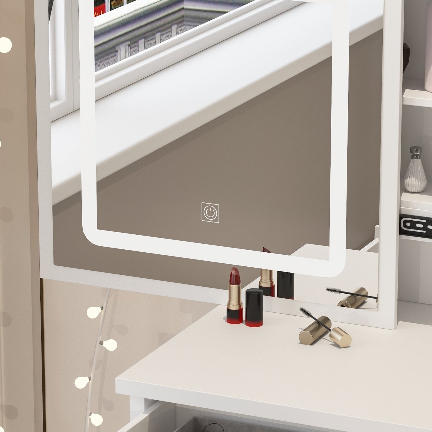 Ensemble de coiffeuse de 39,4 po de large avec tabouret et miroir