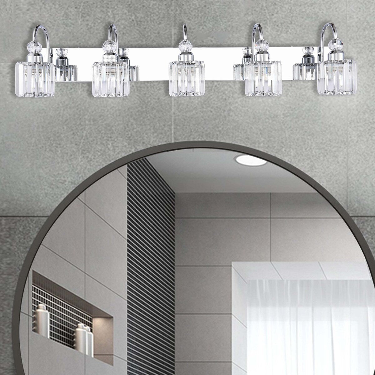 Applique murale moderne en cristal chromé/noir/doré pour salle de bain, éclairage de vanité